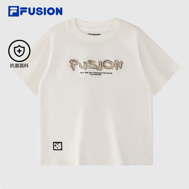 FILA FUSION斐樂潮牌女子針織短袖衫2025春季新款休閑純棉基礎T恤